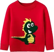 [Generic] Toddler Boys Christmas Outfit Toddler Boys Girls Cartoon Little Dinosaur Print Sweater Long Sleeve Warm Knitted Pullover Knitwear Tops Sweater Baby Sweater Outfit Set