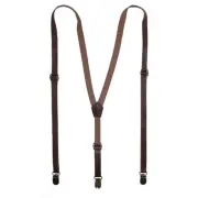 New CTM Faux Leather Slim Clip-End Suspenders