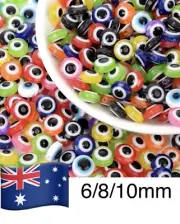 Round Oblate Beads Evil Eye Resin Spacer Beads Jewelry Making DIY Bracelet 10pcs