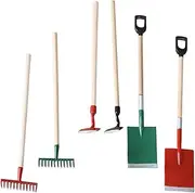 Abaodam Miniature Dollhouse Farming Tools, 2 Sets Mini Metal Rake Spade Hoe with Wood Handle Models, Gardening Working Tools Decor, Fairy Garden Accessories Micro Landscape