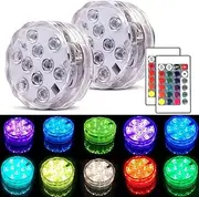 SKIKHN Underwater Light with Remote Control, Pack of 2 Waterproof Colour Changing LED Magic Lights for Pool, Vase, Spa, Aquarium