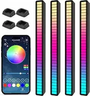 [Soulpunk] RGB Rechargeable Sound Control Light, Voice-Activated Pickup Music Rhythm Lights, Creative Colorful LED Ambient Light, with 15 Modes Music Sync 32-Bit Audio Spectrum for Car（4 Pack-App）