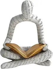 Wzenclave White Abstract Thinker Resin Figurines Decorative Book Ends for Shelves -Heavy Duty Resin Reading Statue Bookends for Books &CDs Unique Book Holder and Stopper Library and Bookshelf Decor