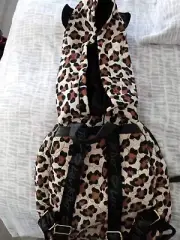 New Luv by Betsey Johnson Quilted Leopard Backpack with BUILT IN HOOD W/EARS