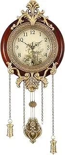 Aero Snail Dia 9-inch Retro Style Vintage Wood Indoor Wall Clock with Pendulum (Requires 2 AA Batteries for Clock Hands and Pendulum)