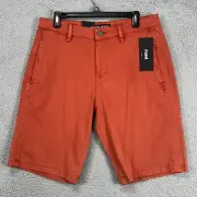 Mavi Jeans Mike Khakis Shorts Mens 32 Orange Marsala Twill Chino Flat Front NEW