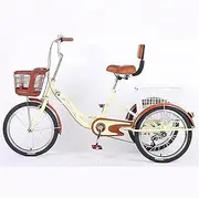 3 Wheels Adult Tricycle 20 Inch Single Speed Adult Tricycle Adjustable Adult Bicycle Pedal Bike Backrest Seat with Shopping Basket Cycling Pedalling