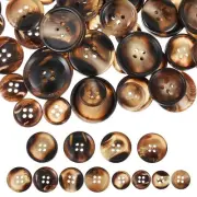 60 PCS Mixed Resin Sewing Buttons Flatback Sewing Button Round Pattern Resin ...