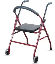 Walkers for Seniors Lightweight Foldable with Seat and 2 Wheels Adjustable Height(Alloy Steel) Little Surprise