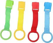 SECFOU Pull up Rings Set 4pcs Baby Cot Rings Strong Clip Easy to Use for Baby Learning to Stand and Walk Nursery Accessories