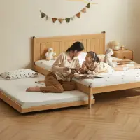 在飛比找momo購物網優惠-【Taoshop 淘家舖】Ｗ - 實木兒童床簡約子母床歐洲櫸