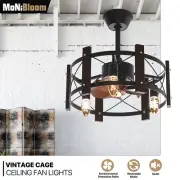 19" Caged Chandelier Ceiling Fan 3 Colors Changing Light Reversible Fan w/Remote