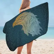 Yellow to Blue Eagle Head Microfiber Beach Towel