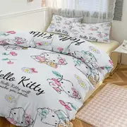 Bed Sheets g983 Hello Kitty Print Bedding Set Pattern Duvet Cove Set 3 Pieces 1 Quilt Cover And 2 Pillowcases for Women Men Teens tq983 Bed Sheets