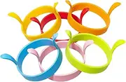 TJHypenete 6Pcs Silicone Egg Rings, Non-Stick Multicolored Cooking Ring Molds, Egg Fry Mold, Round Frying Ring Molds for Fried, Omelette, Pancakes, Muffin, Breakfast Sandwiches, Crumpets