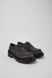 Vamonos Gray Leather Lace-Up Shoes