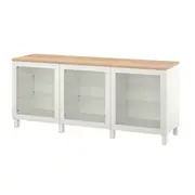 BESTÅ storage combination with doors, white/Sindvik/Stubbarp white clear glass, 180x42x76 cm