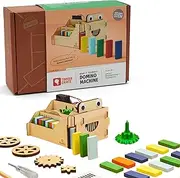 KiwiCo - Domino Machine, Wooden Domino Set for Family Games with 100 Dominoes and Wood Domino Robot, for Kids Ages 9+