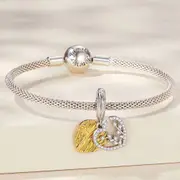 Solid 925 Signature Silver Goldilocks Heart Charm