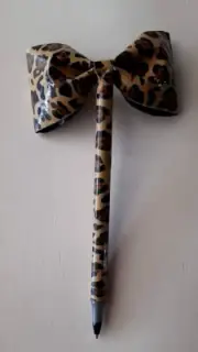 Leopard Print Duct Tape Bow Pen handmade duck wild animal