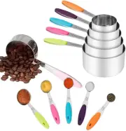 Stainless Steel Measuring Cups and Spoons Set of 10 Piece, Premium Nesting Metal