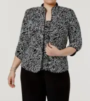 Alex Evenings Women's Black Glitter Print Tank & Jacket Set Plus Size 3X
