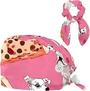 [YTYVAGT] Scrub Caps Women,Scrub Hats Suitable for Women,Boxer Dog Pizza Pink