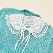 Women Crochet Knit Plaid Fake Collar Shawl Sweet for Scarf Sheer Mesh Capel