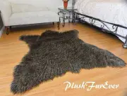 60 x 72 Black Tip Coyote Accents Faux Fur Area Rug Bearskin PlushFurEver Decor