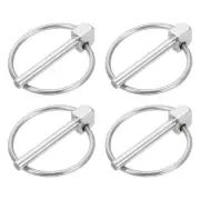 4Pcs 3/16" x 1-3/8" Linch Pin with Ring, Stainless Steel Round Linch Pin, Silver