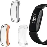 intended for Fitbit Inspire 2 Case, Full Coverage Screen Protector Soft TPU Plated Bumper Shell Protective Cover intended for Inspire 2 Fitness Tracker (Not intended for Inspire) (Clear,Rose,Gray)