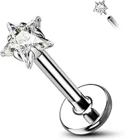[Agrewd] Minimalist Star Triangle Heart Forward Helix Piercing Jewellery G23 Titanium Cartilage Helix Tragus Conch Stud Earrings Prong Set Internally Threaded Flat Back Labret Medusa Piercing Jewellery