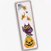 Pumpkin Patch Owl Stitch Kit: DIY Hand Embroidery Bookmark with Jack-o'-Lantern