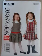 Butterick See & SewPattern B6230 Girls Ruffled Jumpers Sizes 2 3 4 5 6 7 8