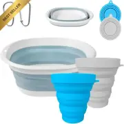 3-in-1 Collapsible Wash Bowl & Silicone Cups Set for Camping, Kitchen & Travel
