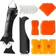 3 in 1 Silicone Caulking Tools（Stainless Steelhead), 12pack, Caulk Remover Tool Kit with Replace Silicone Padsgood Pads and Caulk Finishing Tools, Caulking Tool Kit for Kitchen, Bathroom