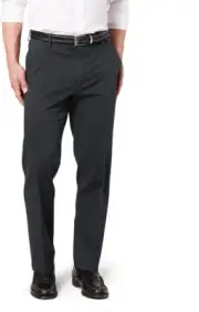Dockers Men's Signature Khaki Lux Cotton Stretch Pants, Charcoal Heather, 40X30