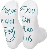 Vinsani® Funny 'If You Can Read This Pour Me A Gin' Socks - Comfy Novelty Ankle Socks for Men, Women & Gin Enthusiasts - Birthday, Christmas, Secret Santa, Drinking Games & Unique Gift Idea