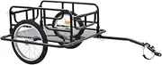 Kids Bike Trailer Bike Cargo Trailer ，Foldable Drawbar Ball Coupling System ，130x73x48.5 Cm Steel Black Outdoor Recreation Cycling Bicycle Trailers