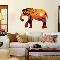 在飛比找蝦皮購物優惠-【Zooyoo壁貼】可超取！金色夕陽大象壁貼 剪影墻紙 裝飾