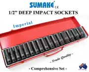 1-2" DR IMPACT SOCKET SET SUMAKE JAPAN CHROME MOLY COMPREHENSIVE Free postage Sp