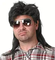 QUEENTAS Black Mullet Wigs for Men 80s Costumes Fancy Pop Rock Wig Party Accessory Cosplay Adult Funny Hair Wig