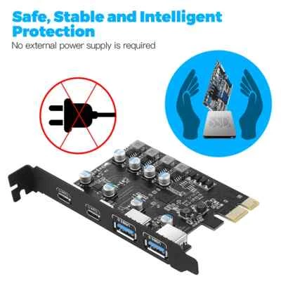 Type C USB 3.2 Gen1 PCIE Card Hub USB 3.0 PCI Express Board PCI-E Card Adapter