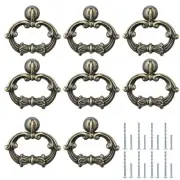 8 Pcs Bronze Drawer Ring Pulls, Metal Pull Ring Handle, Vintage Brass