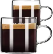 PARACITY Espresso Cups Set of 2, Espresso Shot Glass 4.3 OZ, Glass Expresso Smal