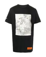 crew neck heron print T-shirt S Black