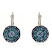 5Pair Bohemian Flower Drop Earring Ethnic Earrings Purple Flower Print Earrings for Women