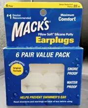 (1 Pack) Mack's Pillow Soft Silicone Putty Earplugs - 6 Pair Value Pack