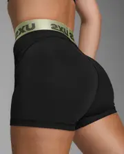Core Compression 3 Inch Shorts, 2XU, XXS, Black/Cool Matcha, Female