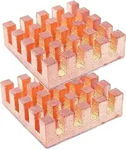Haojiaho Pure Copper HeatSink 0.79x0.79x0.24 inches with Thermally Conductive Adhesive Tape, Anti - Thermal Runaway, Copper Heat Sink for CPU IC Chip, Circuit Board, Precision Equipment Cooling, 2PCS